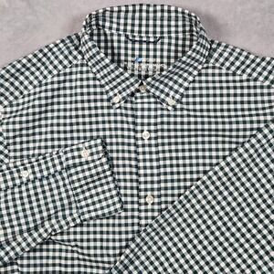 Vineyard Vines On-The-Go Performance Shirt Mens Large Green Gingham Button Down